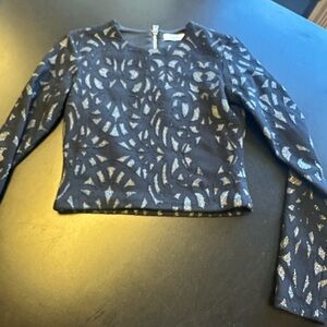 Parker Black and Silver Patterned Top